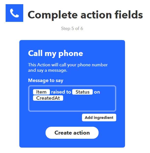 Openhab IFTTT Integration - Create Action 6