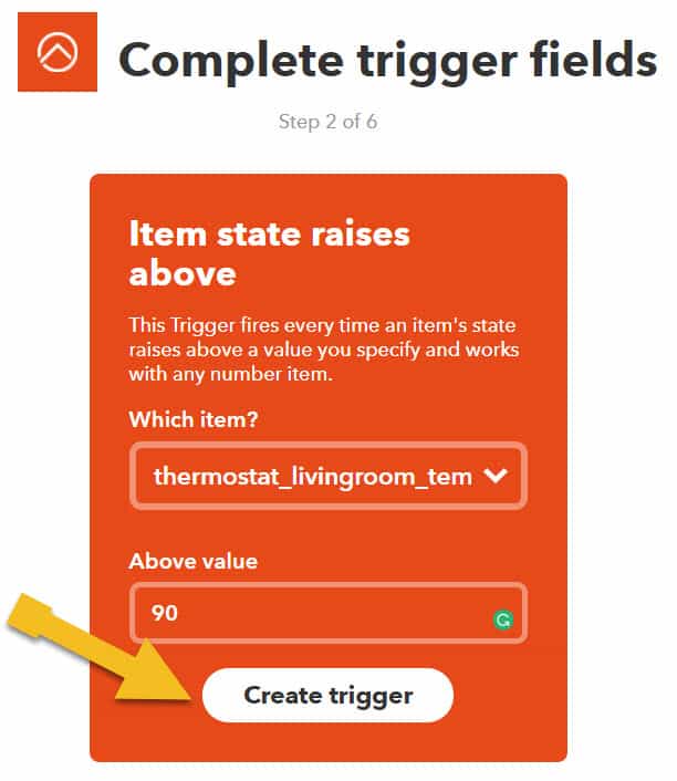 Openhab IFTTT Integration - Create Trigger